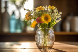 Un vase avec des fleurs sur une table