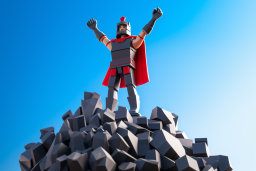 Victorious Knight Standing on Rock Pile