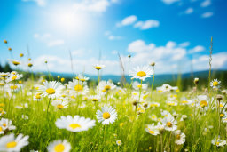 Sunny Field of Daisy Flowers