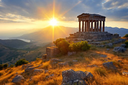 Sunset at Ancient Greek Temple