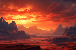Red Alien Landscape at Sunset
