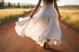 Woman Walking in a Flowy Dress