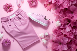 Pink Fashion and Flowers Flat Lay