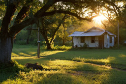 Sunset Glow on a Rustic Country House