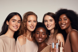 Diverse Women Showcasing Beauty Products