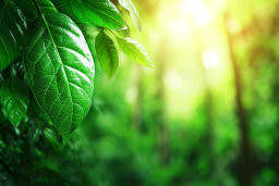 Vibrant Green Leaves with Sunlight