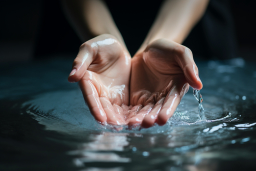 Le mani di una persona che tiene l'acqua