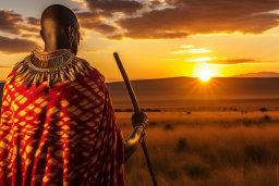 Maasai Warrior at Sunset