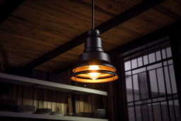 Industrial Pendant Light in a Wooden Interior