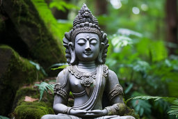 Statue in Forest Meditation Pose