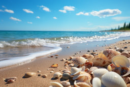 Seashore with Shells and Gentle Waves