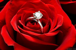 Engagement Ring in Red Rose