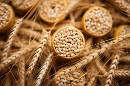 Wheat Grains and Ears Close-up