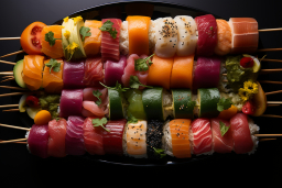 a plate of sushi rolls