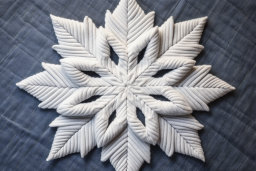 Handmade Fabric Snowflake on Blue Quilt