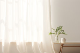 Sunny Room with Sheer Curtains and Plant