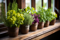 a row of potted plants
