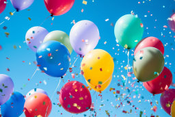 "Festive Balloons and Confetti Celebration"