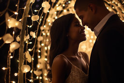 Romantic Couple with Festive Lights