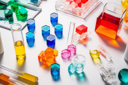 Colorful Laboratory Glassware and Geometric Shapes