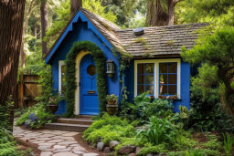 Charming Blue Cottage in Lush Greenery