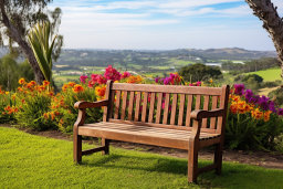 Tranquil Park Bench Overlooking Scenic Landscape