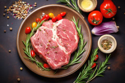 Raw Ribeye Steak with Herbs and Spices