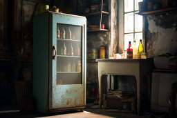 Vintage Refrigerator in a Rustic Kitchen