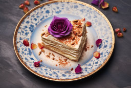 Elegant Dessert Presentation with Edible Flower