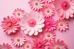 Paper Crafted Pink Flowers on Pink Background