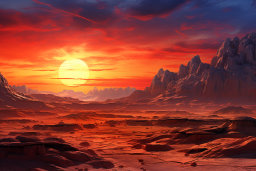 Alien Sunset on a Barren Landscape