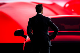 Businessman Viewing Car at Auto Show