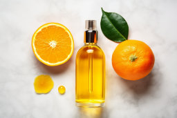 Orange and Bottle of Essential Oil