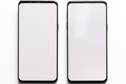 Two Black Smartphones with White Screens