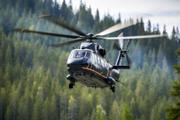 Helicopter Flying Over Forest