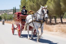 Un hombre con un sombrero de copa montando un carruaje de caballo