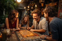 a group of people playing a board game