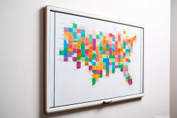 Colorful United States Map on Whiteboard