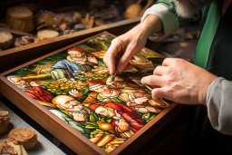 Person Assembling Stained Glass Puzzle