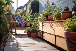 une chaise et des plantes en pot sur une terrasse