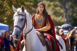 Una donna in un indumento in equitazione a un cavallo