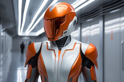 Futuristic Orange and White Armored Character