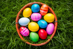 Colorful Easter Eggs in Basket
