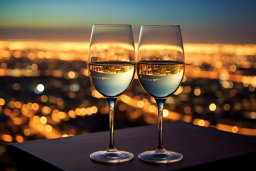 two glasses of wine on a table
