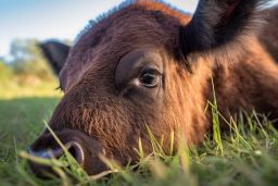 a cow lying in the grass