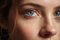 a close up of a woman's eye
