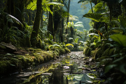Tranquil Stream in Lush Rainforest