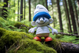 Smurf Plush Toy in Forest