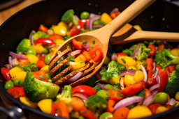 Colorful Stir-Fried Vegetables in Pan
